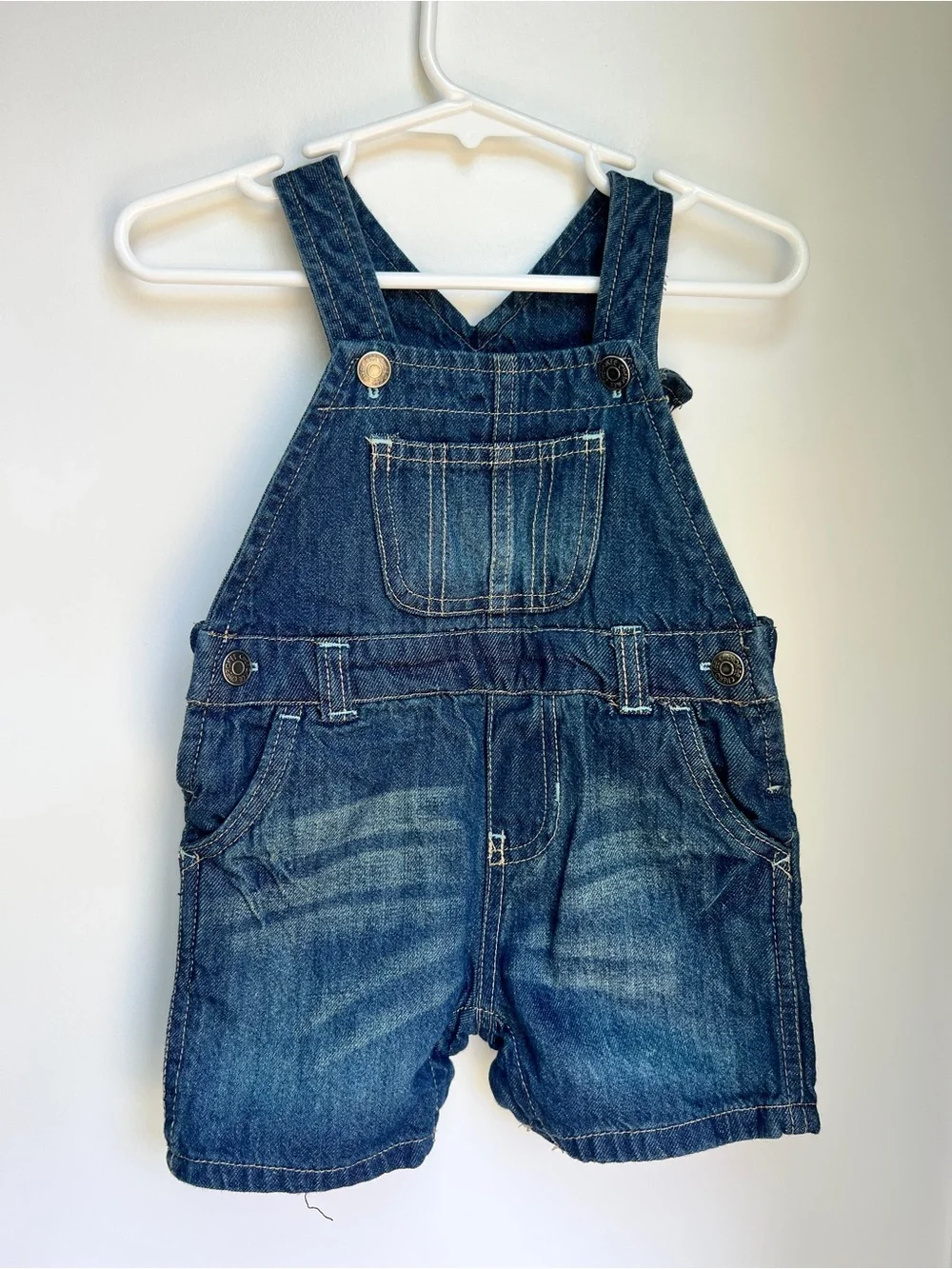 Cherokee Denim Short Overalls 6-9 Months | Classic Baby Jean Romper